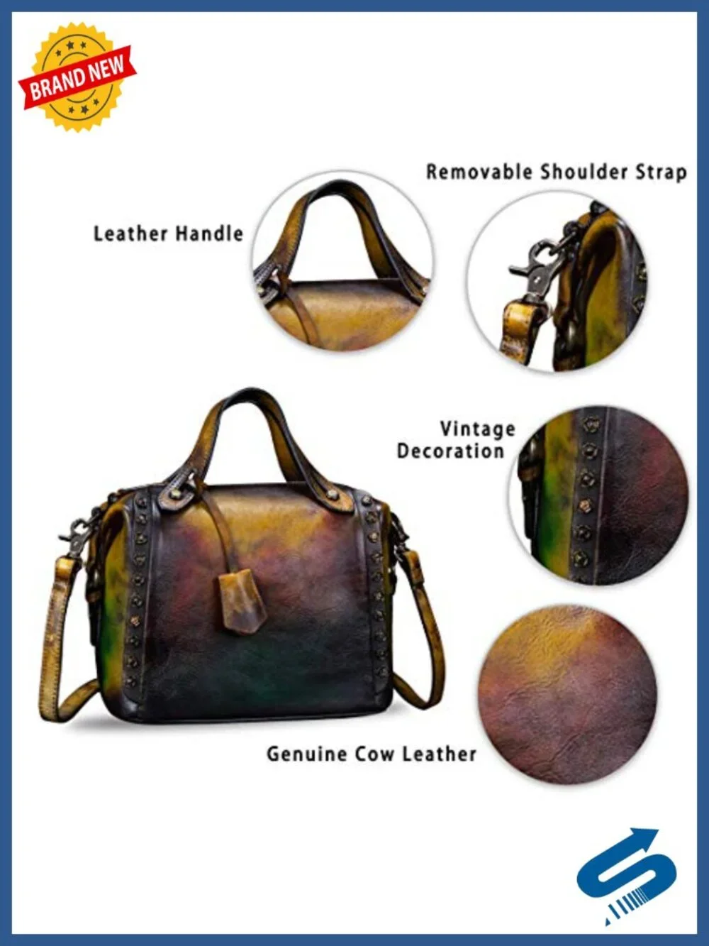 Genuine Leather Vintage Handmade Shoulder Bag Crossbody Satchel with Strap